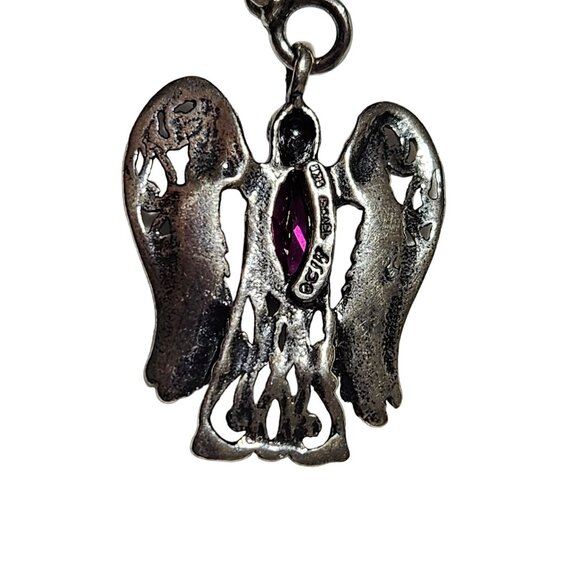 Angel Pendant Necklace Red Beaded Sterling Silver Spiritual Fashion Jewelry - Picture 5 of 10
